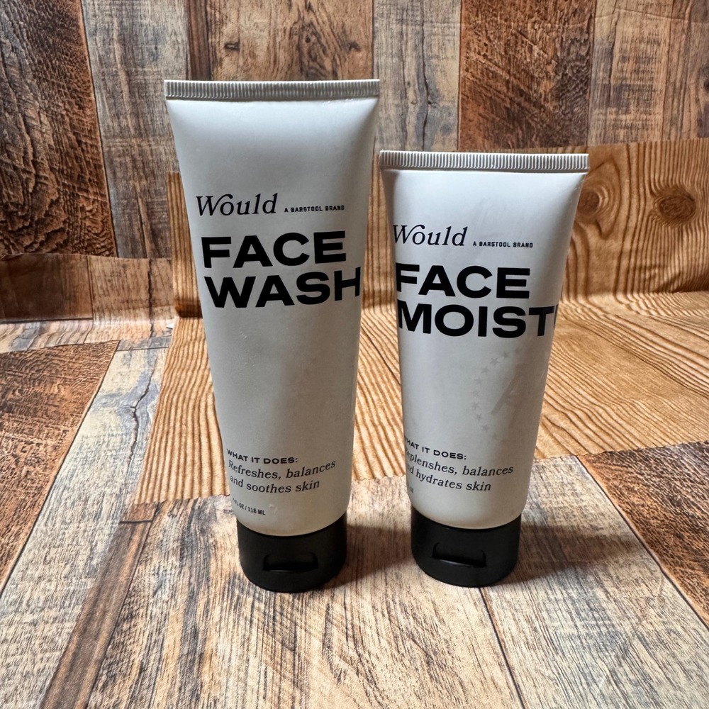 Would-A Barstool Brand Face Wash‎ and Face Moist Set for Men, Fragrance Free